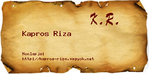Kapros Riza névjegykártya
